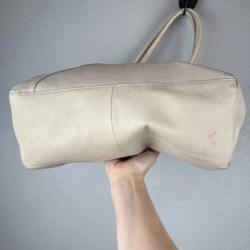 Lucky Brand Jaid Shoulder Tote Bag Purse Shopper Stucco Ivory Pebbled Leather - Picture 5 of 10